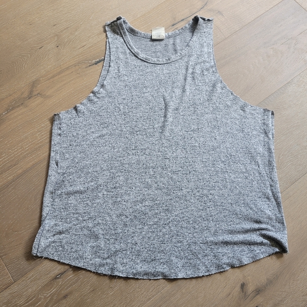 We The Free Tank Women's sz M Raw Hem Grey/Black Knit Sleeveless Top Tank Top